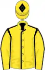 Yellow, black seams, diamond on cap