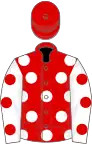 Red, white spots, white sleeves, red spots, red cap