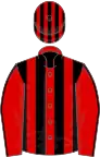 RED and BLACK STRIPES, red sleeves, black seams, striped cap