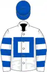 White, Royal Blue hollow box, hooped sleeves, Royal Blue cap