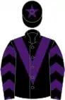 Black, purple chevron, chevrons on sleeves, star on cap