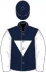 Dark blue, white inverted triangle and sleeves