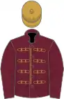CLARET, GOLD braid, CLARET sleeves, GOLD cap