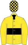 Yellow, black hoop, check cap