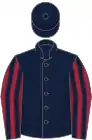 Dark blue, maroon striped sleeves