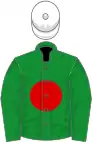 Green, red disc, white cap
