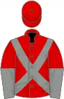 RED, GREY cross belts, halved sleeves, RED cap, WHITE stars