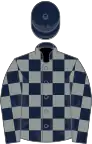 Dark blue and grey check, dark blue cap