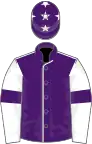 Purple, white seams, white sleeves, purple armlets, purple cap, white stars