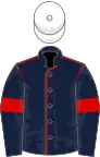 Blue, red seams and armlets, white cap