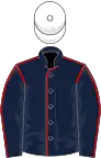 Dark blue, red seams, white cap