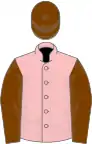 Pink, chocolate sleeves and cap
