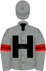 Grey, red armlets, grey cap
