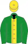 Green, yellow stripe, yellow cap