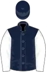 Dark blue, large white spots and sleeves, dark blue cap