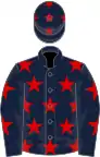 Dark blue, red stars