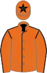 Orange, black seams, orange cap, black star