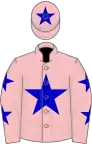 Pink, blue star, stars on sleeves and star on cap