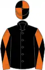 Black, orange and black diabolo on sleeves, black and orange quartered cap