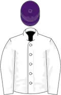 White, white sleeves, purple cap