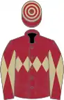 Maroon, beige triple diamond, diabolo on sleeves, hooped cap