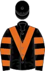 Black, orange chevron, hooped sleeves