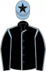 Black, light blue seams, light blue cap, black star