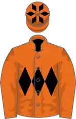 Orange, black triple diamond and diamonds on cap