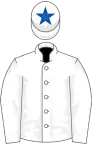 White, blue star on cap
