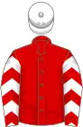 Red, white chevrons on sleeves, white cap