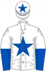 White, royal blue star, halved sleeves and star on cap