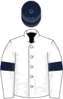 White, Blue armlets and cap
