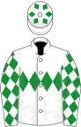 White, green triple diamond, diamonds on sleeves and cap
