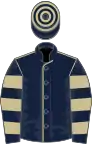 Dark Blue, Beige seams, hooped sleeves and cap