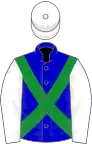 Blue, green cross-belts, white sleeves and cap
