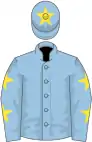 Light blue, yellow stars on sleeves, star on cap