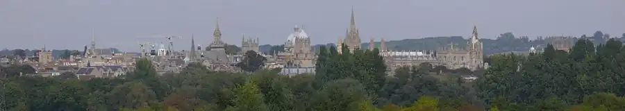 Oxford seen from Boars Hill, to the south-west of the city