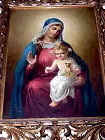 Mary Assumption parish church in Pühret (Neustift i.M., Upper Austria): Altar of Virgin Mary: Image of Madonna with Child (1900).