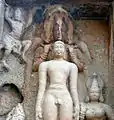 Image portraying Pārśvanātha sheltered by his yaksha Dharaṇendra at Kalugumalai Jain Beds