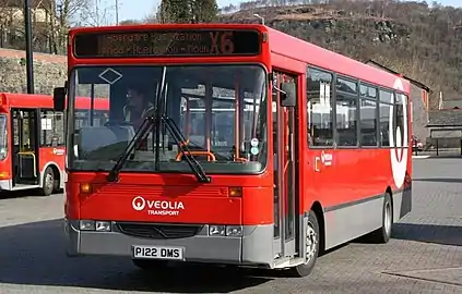 Facelift Alexander Dash bodied Dennis Dart with Veolia Transport in Pontypridd