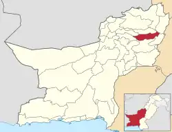 Map of Balochistan with Duki District highlighted
