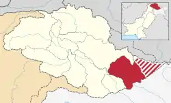 Map of Gilgit–Baltistan with the Ghanche District highlighted in red