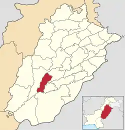 Multan District highlighted within Punjab Province