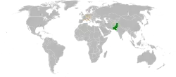 Map indicating locations of Pakistan and Switzerland