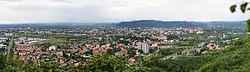 View of Šempeter, with the Italian town of Gorizia in the background