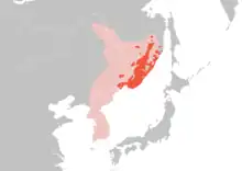 alt=Siberian tiger distribution
.mw-parser-output .legend{page-break-inside:avoid;break-inside:avoid-column}.mw-parser-output .legend-color{display:inline-block;min-width:1.25em;height:1.25em;line-height:1.25;margin:1px 0;text-align:center;border:1px solid black;background-color:transparent;color:black}.mw-parser-output .legend-text{}&nbsp;&nbsp;Modern-day range
.mw-parser-output .legend{page-break-inside:avoid;break-inside:avoid-column}.mw-parser-output .legend-color{display:inline-block;min-width:1.25em;height:1.25em;line-height:1.25;margin:1px 0;text-align:center;border:1px solid black;background-color:transparent;color:black}.mw-parser-output .legend-text{}&nbsp;&nbsp;Range in the late 1800s