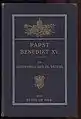 Cover of De Waal's biography of Pope Benedict XV, 1915