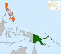 Map indicating locations of Papua New Guinea and Philippines