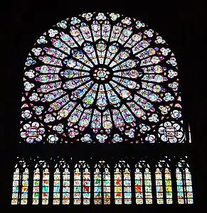 North rose window including lower 18 vertical windows