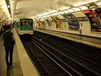 MF 67 rolling stock on Line 12 at Corentin Celton